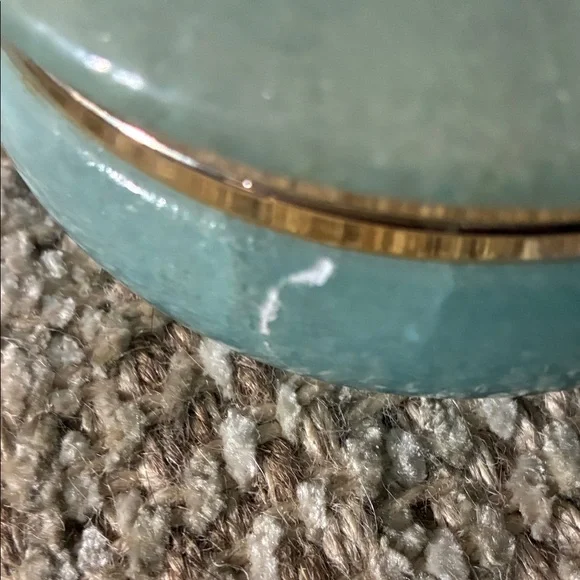 Round Floral Powder Box in Seafoam Green ventige genuina - Picture 4 of 5